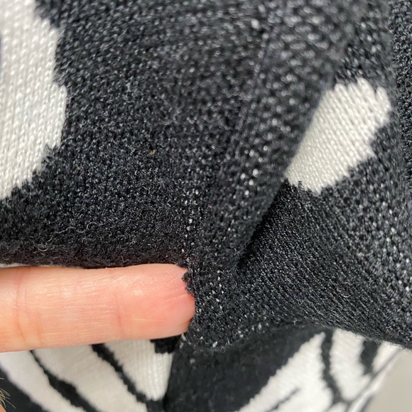 Damask Print Black & White Sweater Dress Size L - Picture 5 of 7